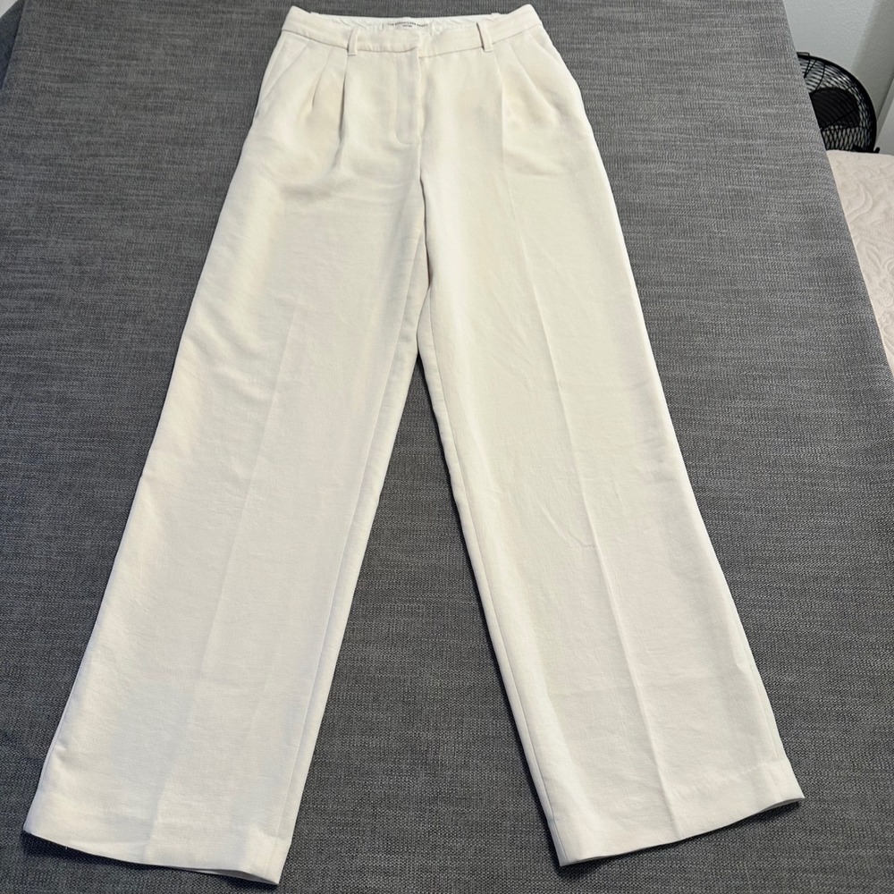 Aritzia Wilfred Effortless Pant Women 6 Birch White Wide Leg Pleated
